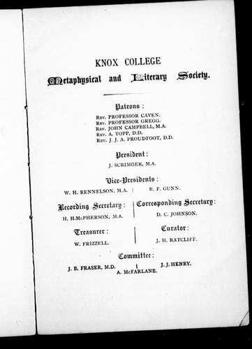 Inaugural address delivered before Knox college Metaphysical and Literary Society
