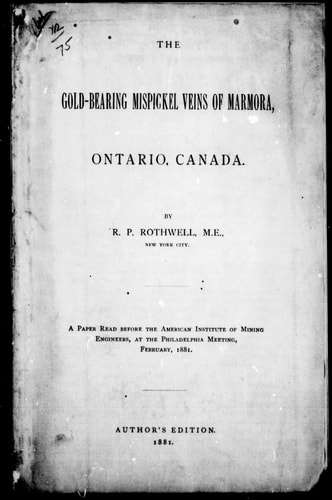 The gold-bearing mispickel veins of Marmora, Ontario, Canada