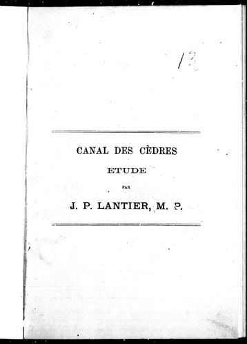 Canal des Cèdres: étude