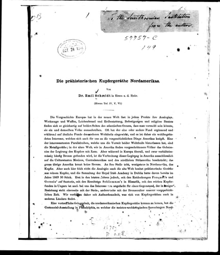 Die prähistorischen Kupfergeräthe Nordamerikas
