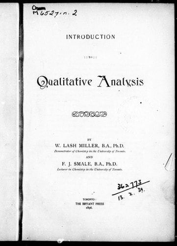 Introduction to qualitative analysis