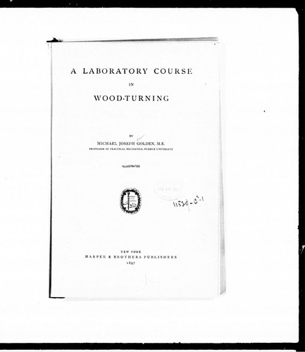 A laboratory course in wood-turning