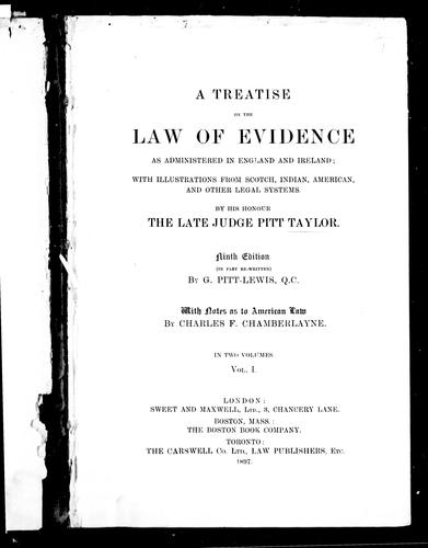 A Treatise On The Law Of Evidence As Administered In England And Ireland