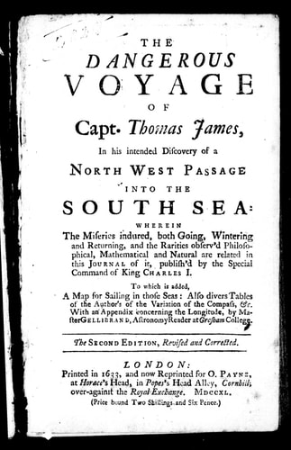 The dangerous voyage of Capt. Thomas James, in his intended discovery of a northwest passage into the south sea: wherein the miseries endured, both going, wintering and returning ... to which is added, a map for sailing in those seas ...with an appendix concerning the longitude, by Master Gellibrand ..
