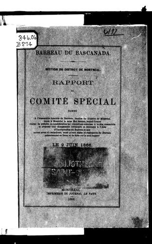 Rapport du comité spécial