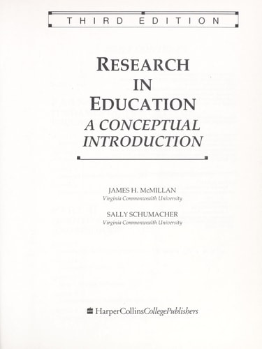Research in Education A Conceptual Introduction
