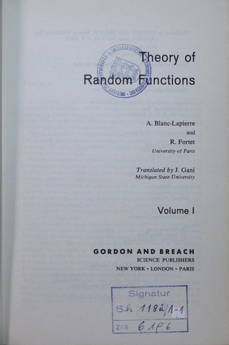 Theory of Random Functions: v. 1