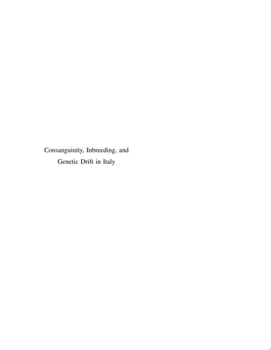 Consanguinity, Inbreeding, and Genetic Drift in Italy