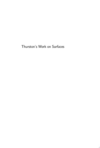 Thurston's Work on Surfaces (MN-48)
