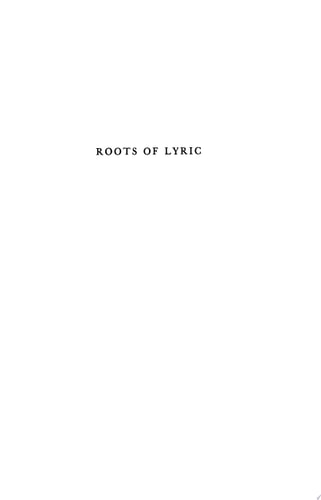 Roots of Lyric Primitive Poetry and Modern Poetics