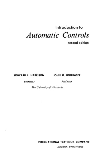 Introduction to Automatic Controls