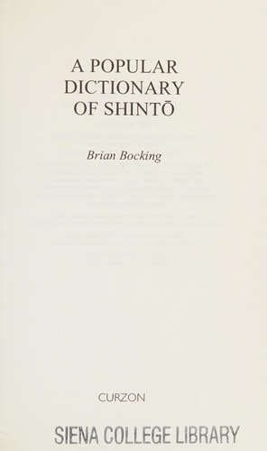 A Popular Dictionary of Shintō