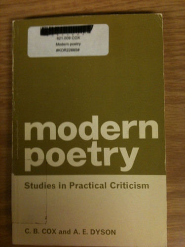Modern Poetry Studies in Practical Criticism