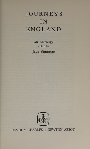 Journeys in England An Anthology