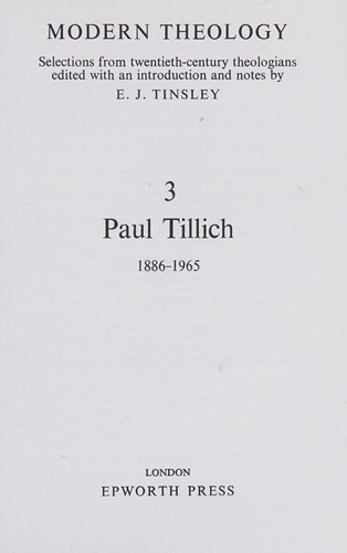 Paul Tillich 1886-1965, (Modern theology)
