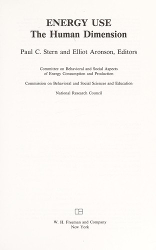 Energy Use: The Human Dimensio