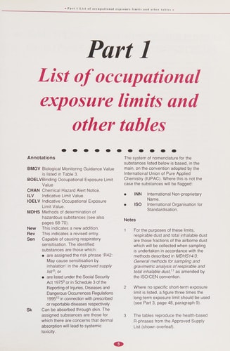 EH40/2002 Occupational Exposure Limits 2002