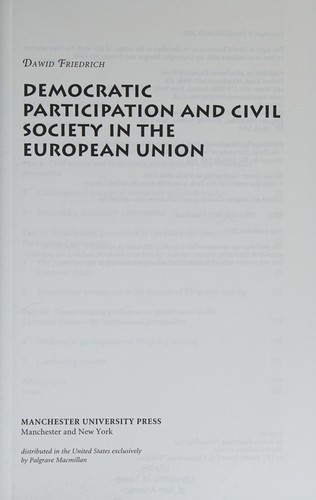 Democratic Participation and Civil Society in the European Union