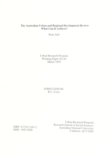 The Australian Urban and Regional Development Review What Can it Achieve?