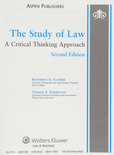 The Study of Law: A Critical Thinking Approach