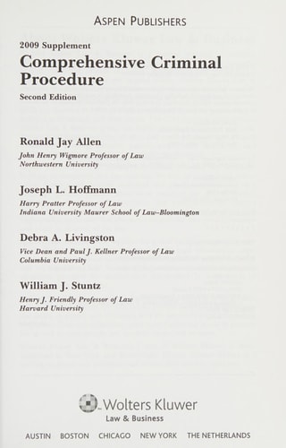 Comprehensive Criminal Procedure 2009 Case Supplement