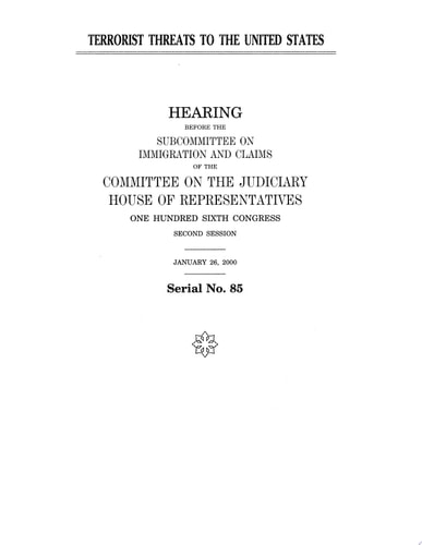 Terrorist Threats to the United States Congressional Hearing