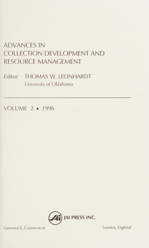 Advances in Collection Development and Resource Management