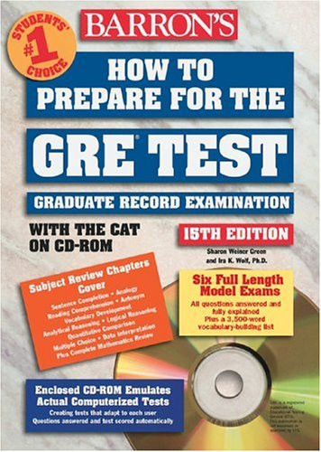 How to Prepare for the GRE Test with CD-ROM (BARRON'S HOW TO PREPARE FOR THE GRE GRADUATE RECORD EXAMINATION)