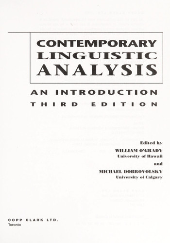 Contemporary Linguistic Analysis : an Introduction