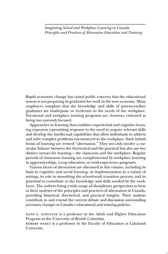 Integrating School and Workplace Learning in Canada