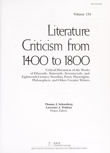Literature Criticism from 1400 to 1800