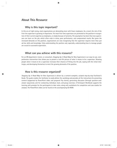 Stepping Up, Facilitator's Guide, CD-ROM Included A Road Map for New Supervisors