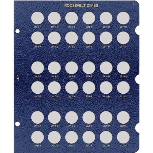 Roosevelt Dime Album Page, Dated 2011-2022