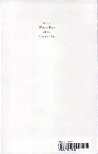 British Women Poets of the Romantic Era An Anthology