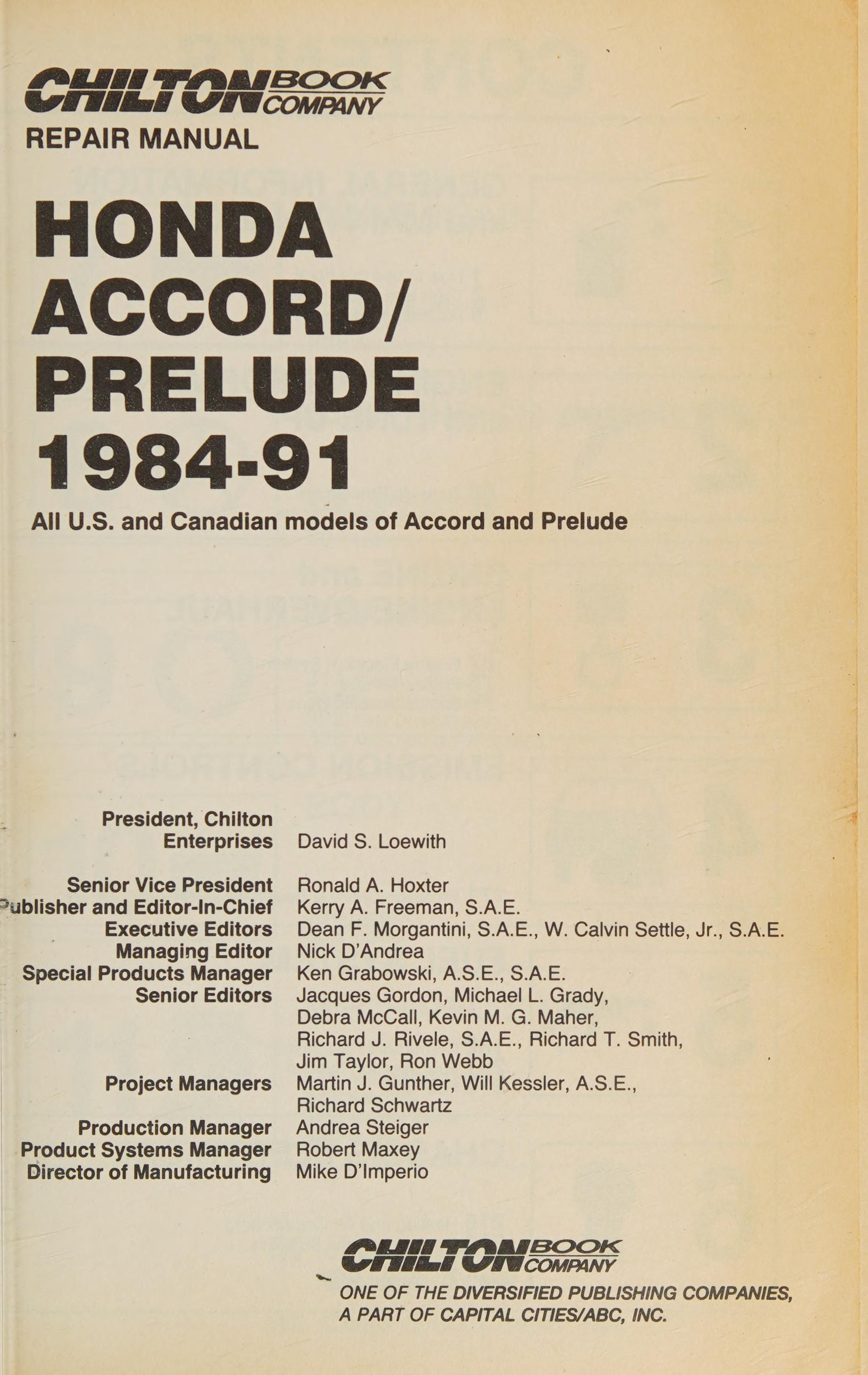 Honda Accord-Prelude, 1984-91
