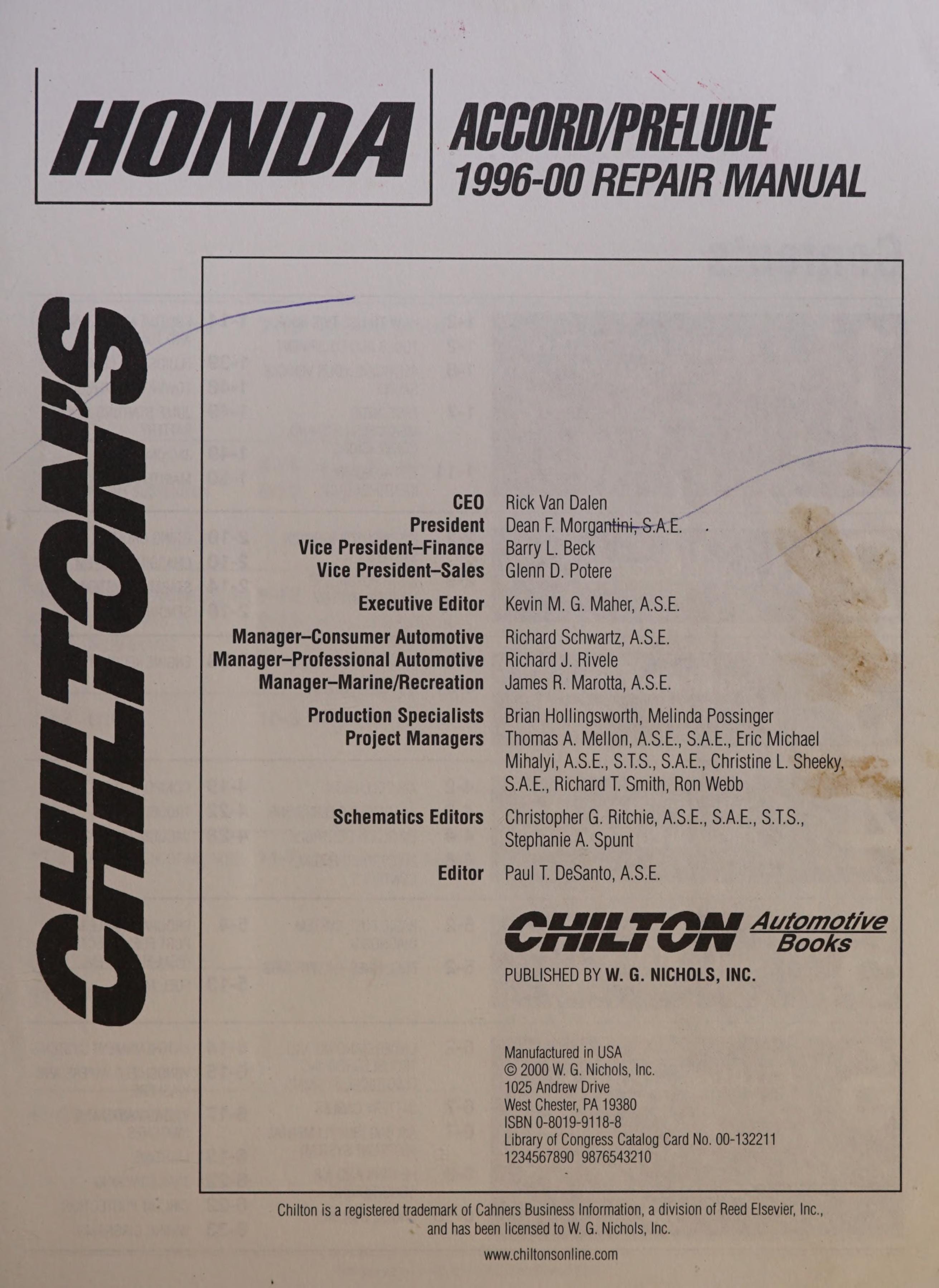Honda Accord Chilton's Repair Manual