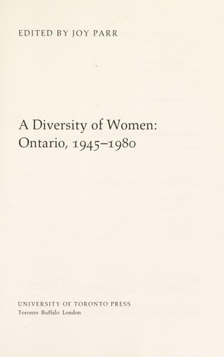 A Diversity of Women Ontario, 1945-1980