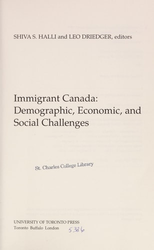 Immigrant Canada Demographic, Economic, and Social Challenges