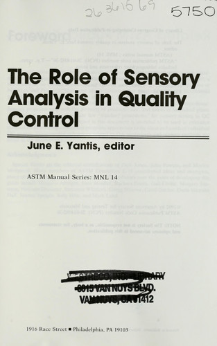 The Role of Sensory Analysis in Quality Control