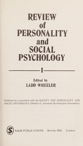 Review of Personality and Social Psychology Volume 1