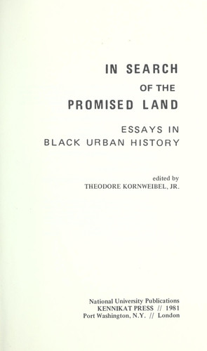 In Search of the Promised Land: Essays in Black Urban History (NATIONAL UNIVERSITY PUBLICATIONS : INTERDISCIPLINARY URBAN STUDIES)