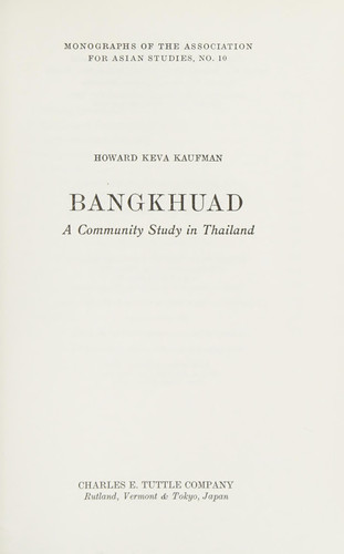 Bangkhuad: A community study in Thailand
