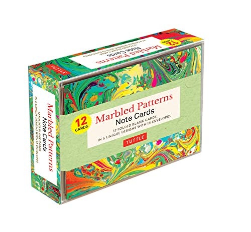 MARBLED PATTERNS NOTE CARDS - 12 CARDS 6 Designs;12 Cards, 13 Envelopes