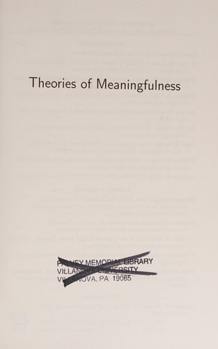 Theories of Meaningfulness