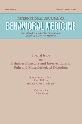 Special Issue on Behavioral Factors and Interventions in Pain and Musculoskeletal Disorders