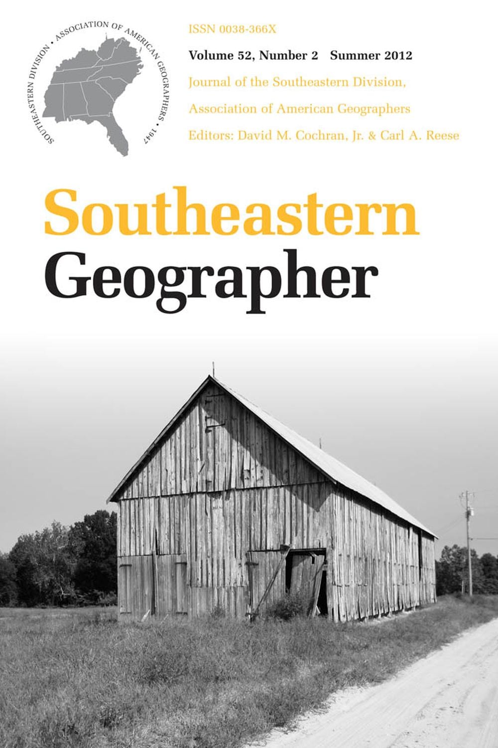 Southeastern Geographer: Summer 2012 Issue