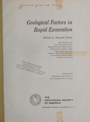 Geological Factors in Rapid Excavation