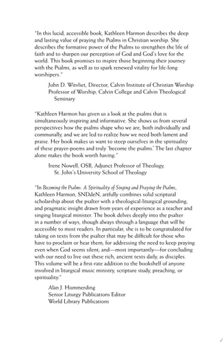 Becoming the Psalms A Spirituality of Singing and Praying the Psalms