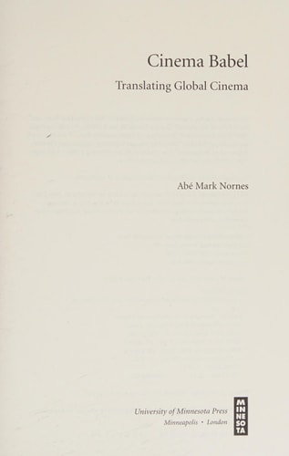 Cinema Babel Translating Global Cinema