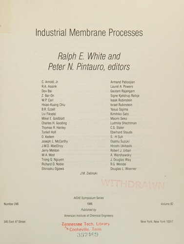 Industrial Membrane Processes